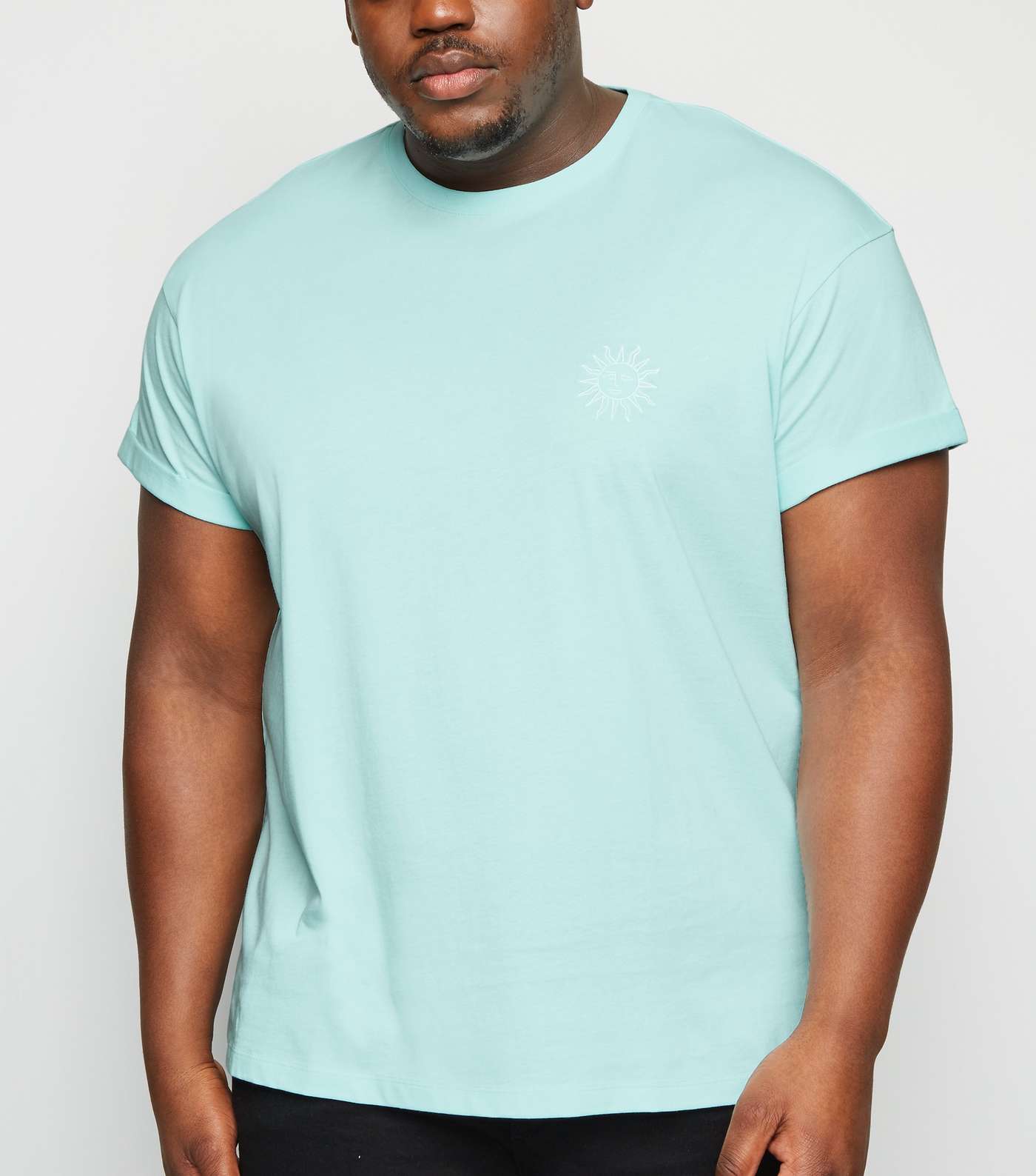 Plus Size Mint Green Sun Embroidered T-Shirt