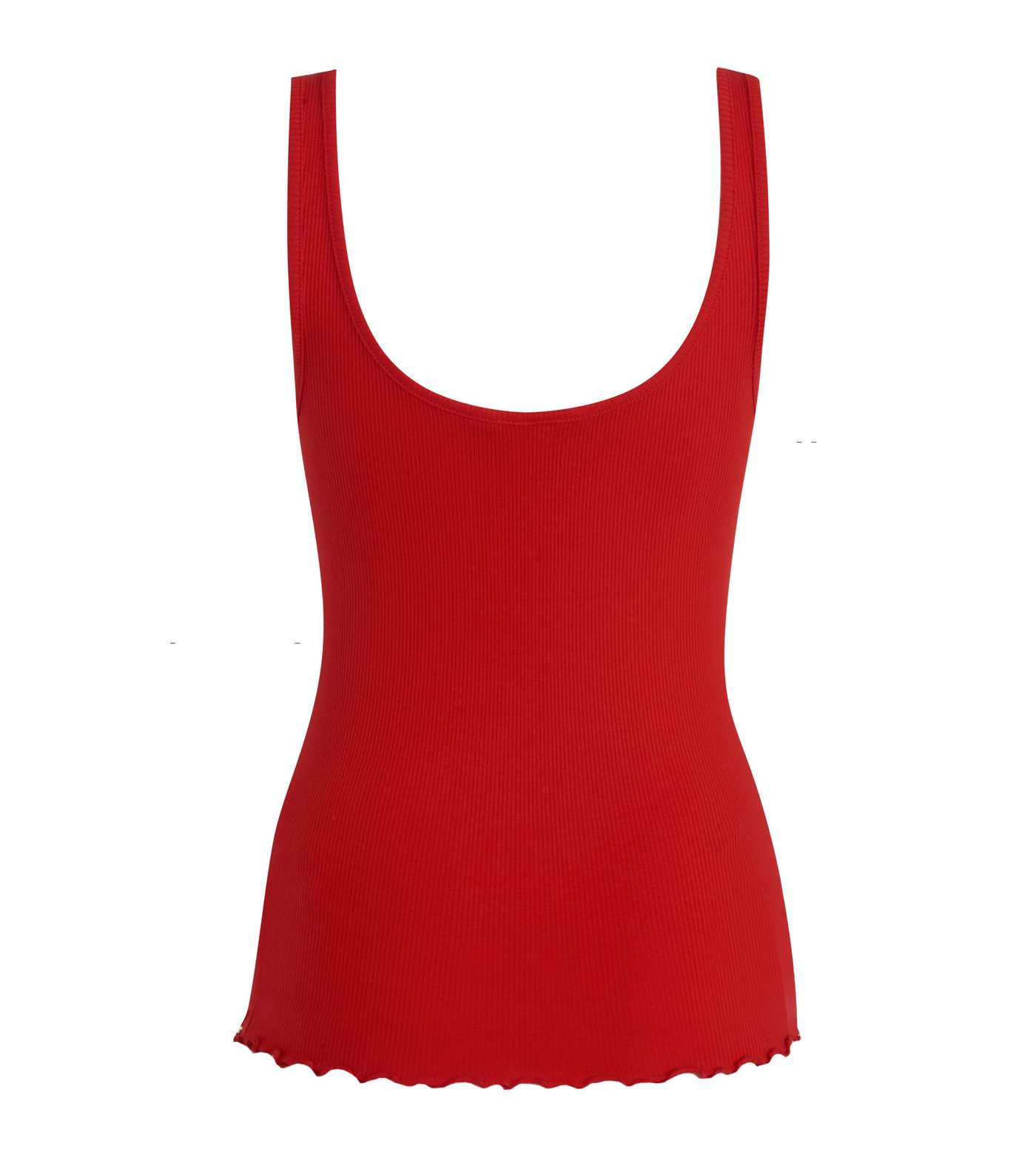 Red Ribbed Frill Scoop Neck Vest Image 2