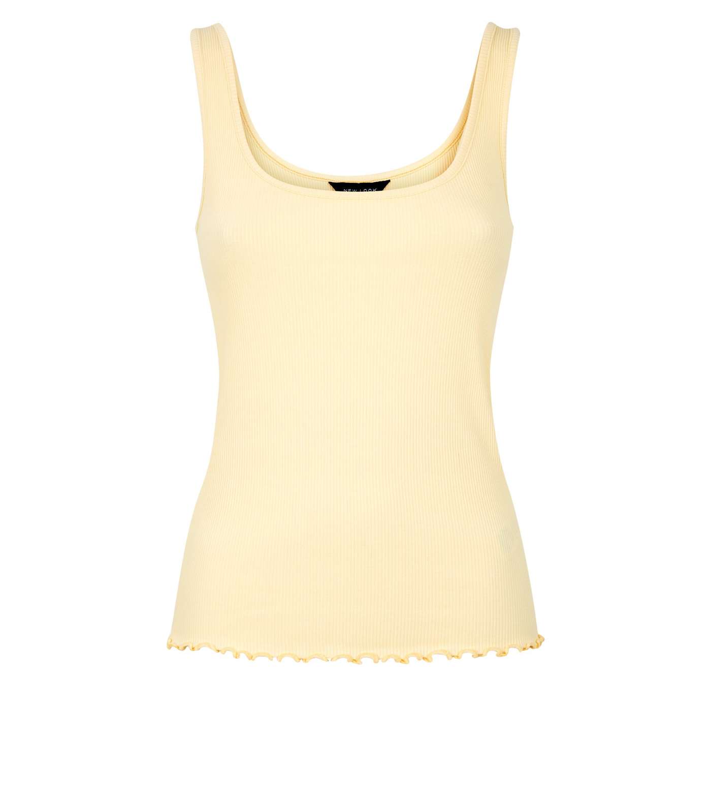 Pale Yellow Ribbed Frill Scoop Neck Vest Image 4