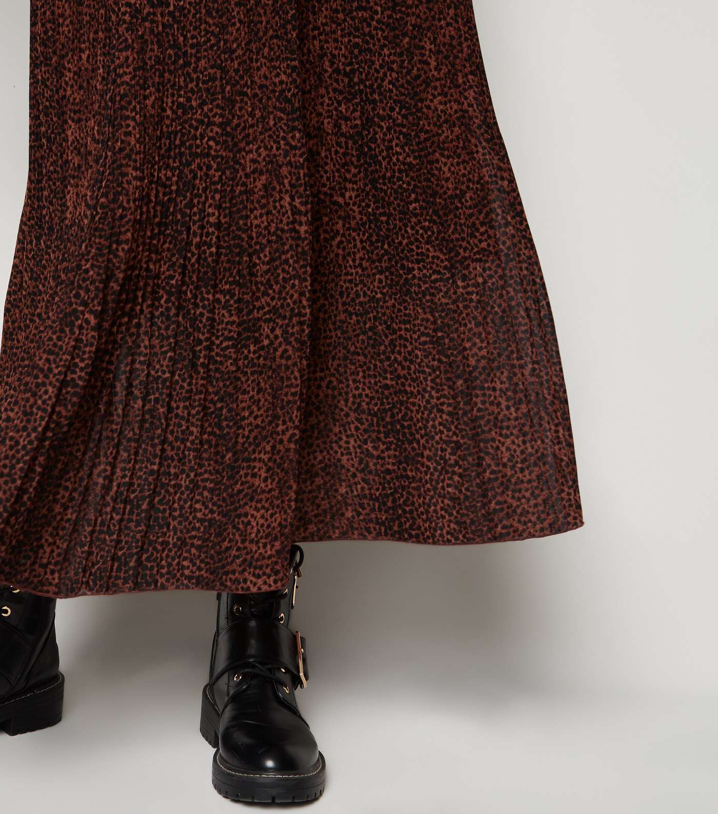 Tall Rust Leopard Print Pleated Midi Skirt Image 5