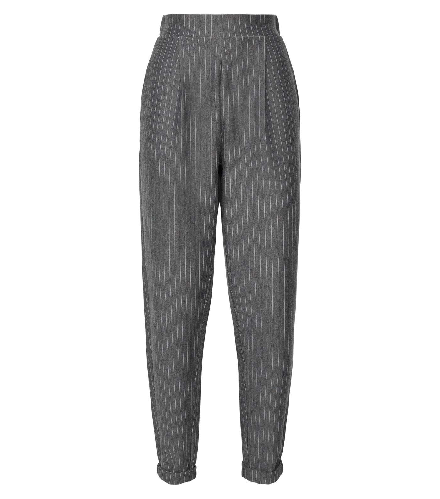 Tall Light Grey Pinstripe Trousers Image 4