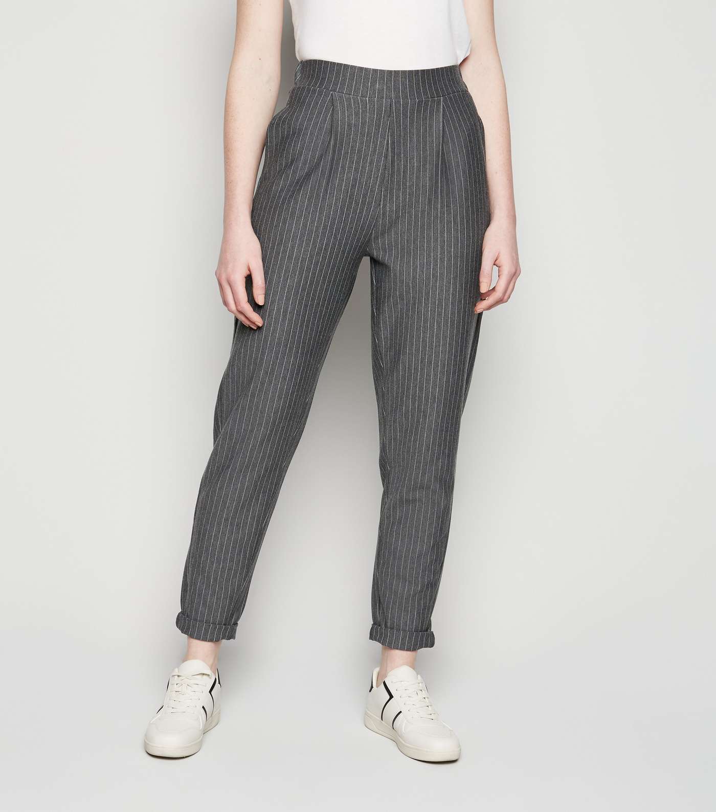 Tall Light Grey Pinstripe Trousers Image 2