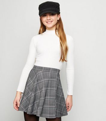 Girls Black Check Skater Skirt | New Look