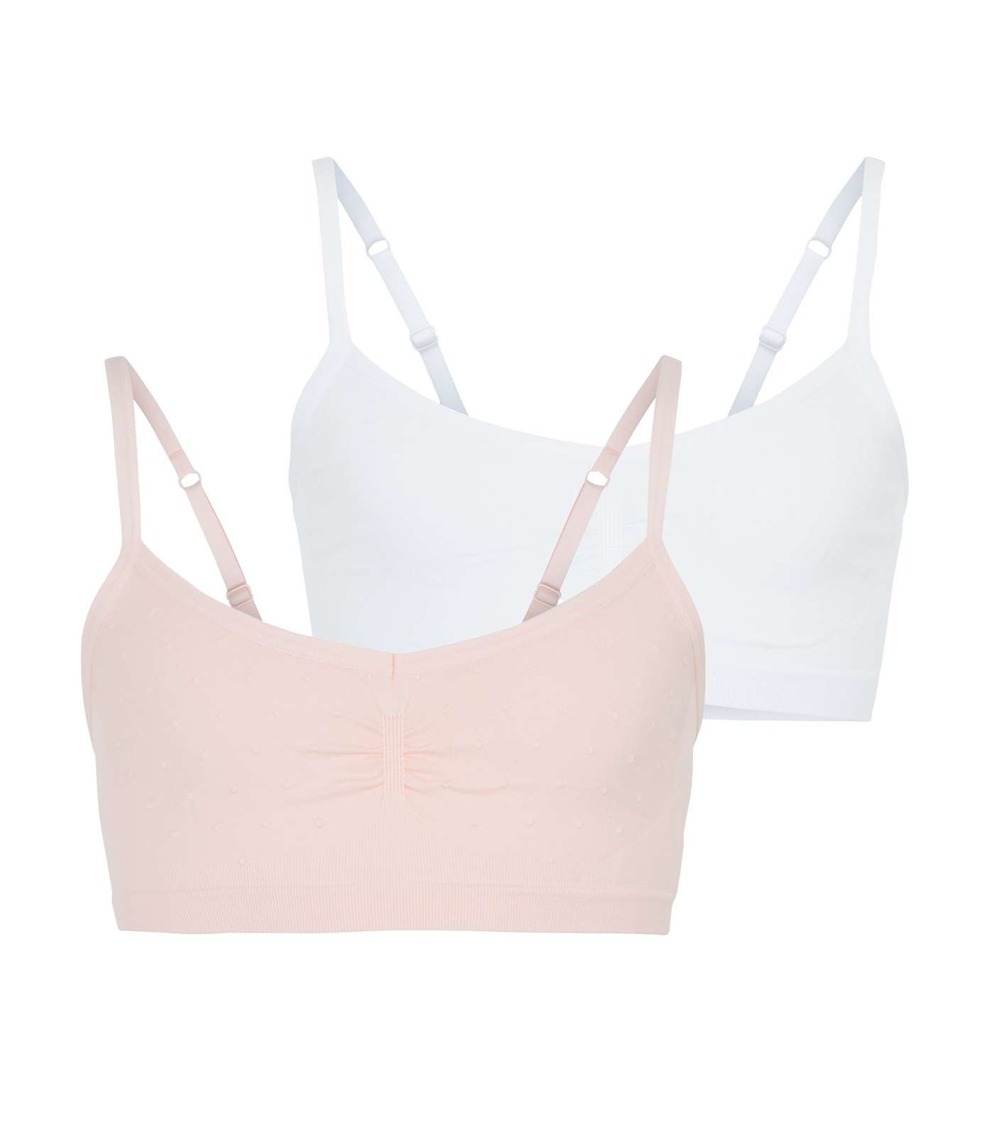 Girls 2 Pack Pink and White Spot Crop Tops