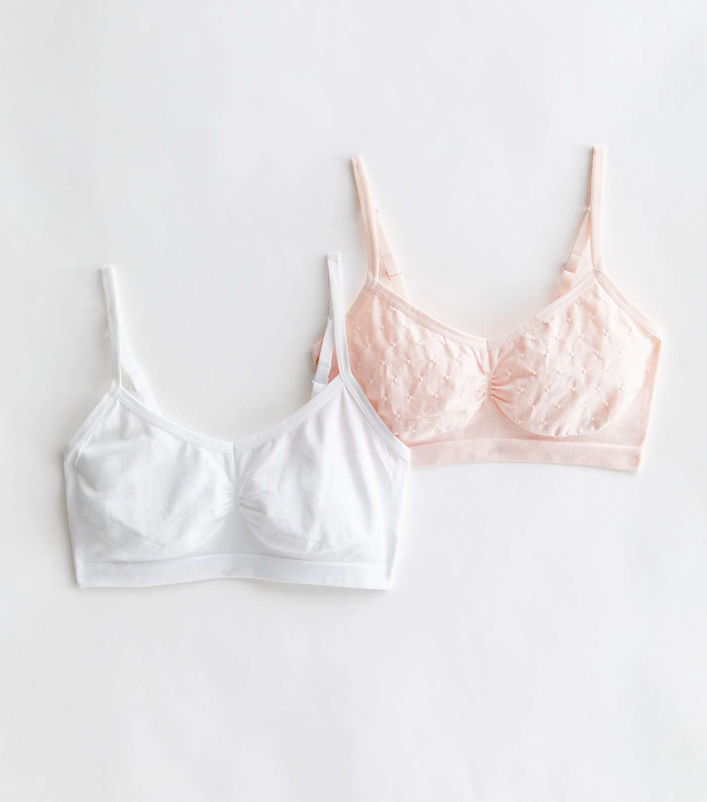 Girls 2 Pack Pink and White Spot Crop Tops Image 3