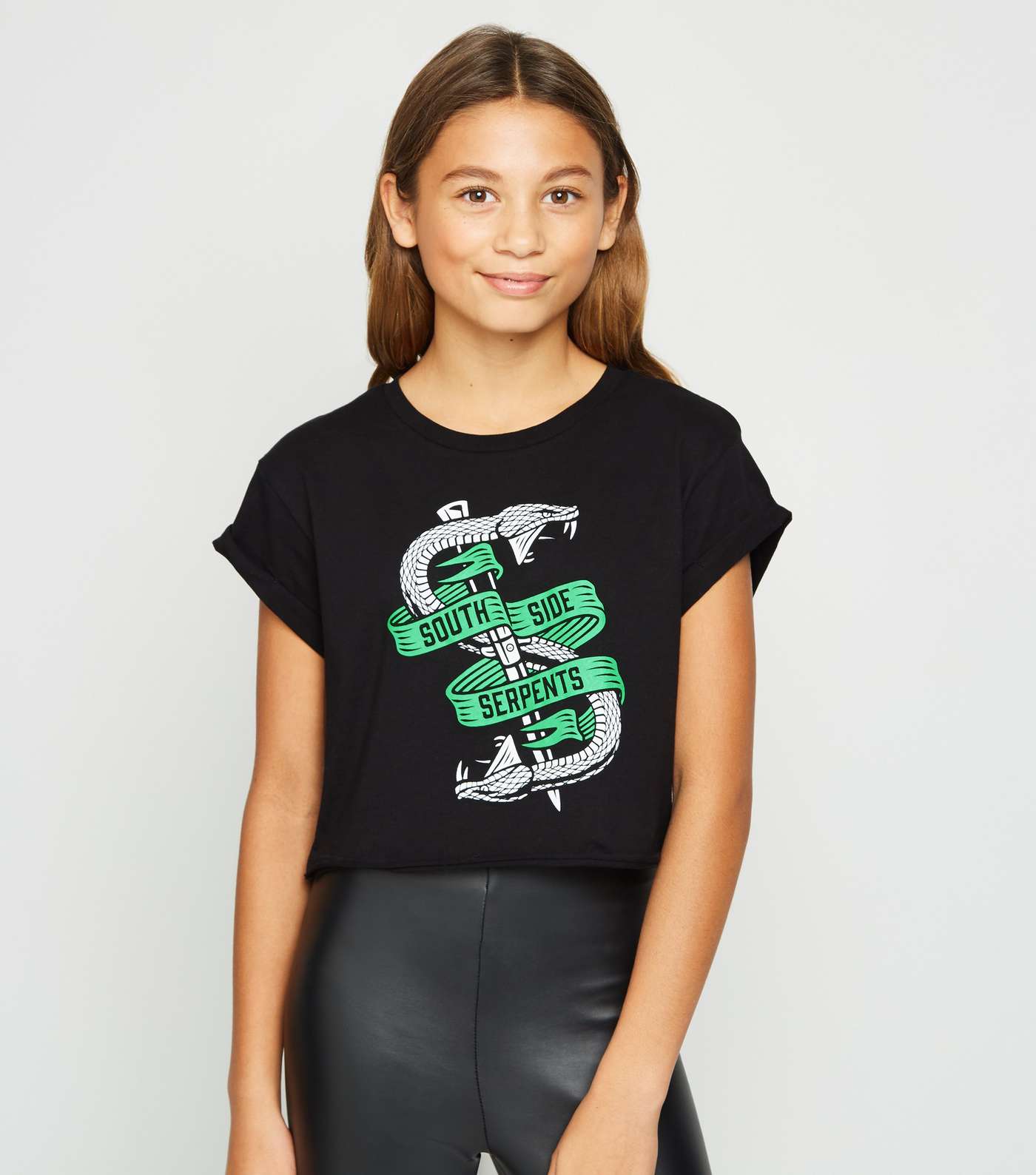 Girls Black Riverdale Serpent Slogan T-Shirt