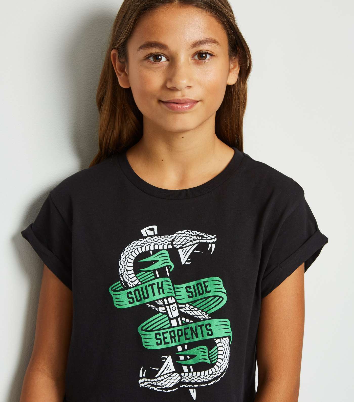 Girls Black Riverdale Serpent Slogan T-Shirt Image 5