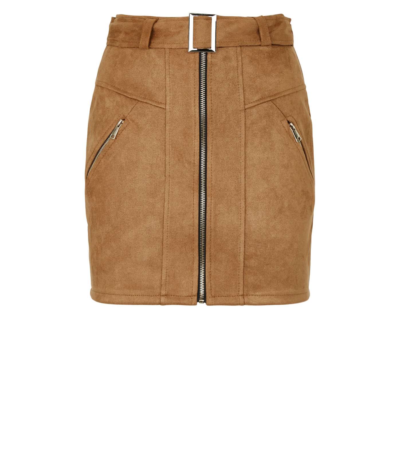 Urban Bliss Tan Suedette Belted Mini Skirt  Image 4