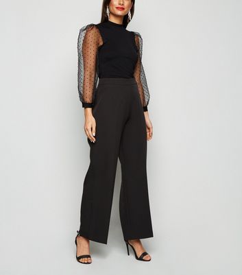 Petite Black Wide Leg Trousers | New Look