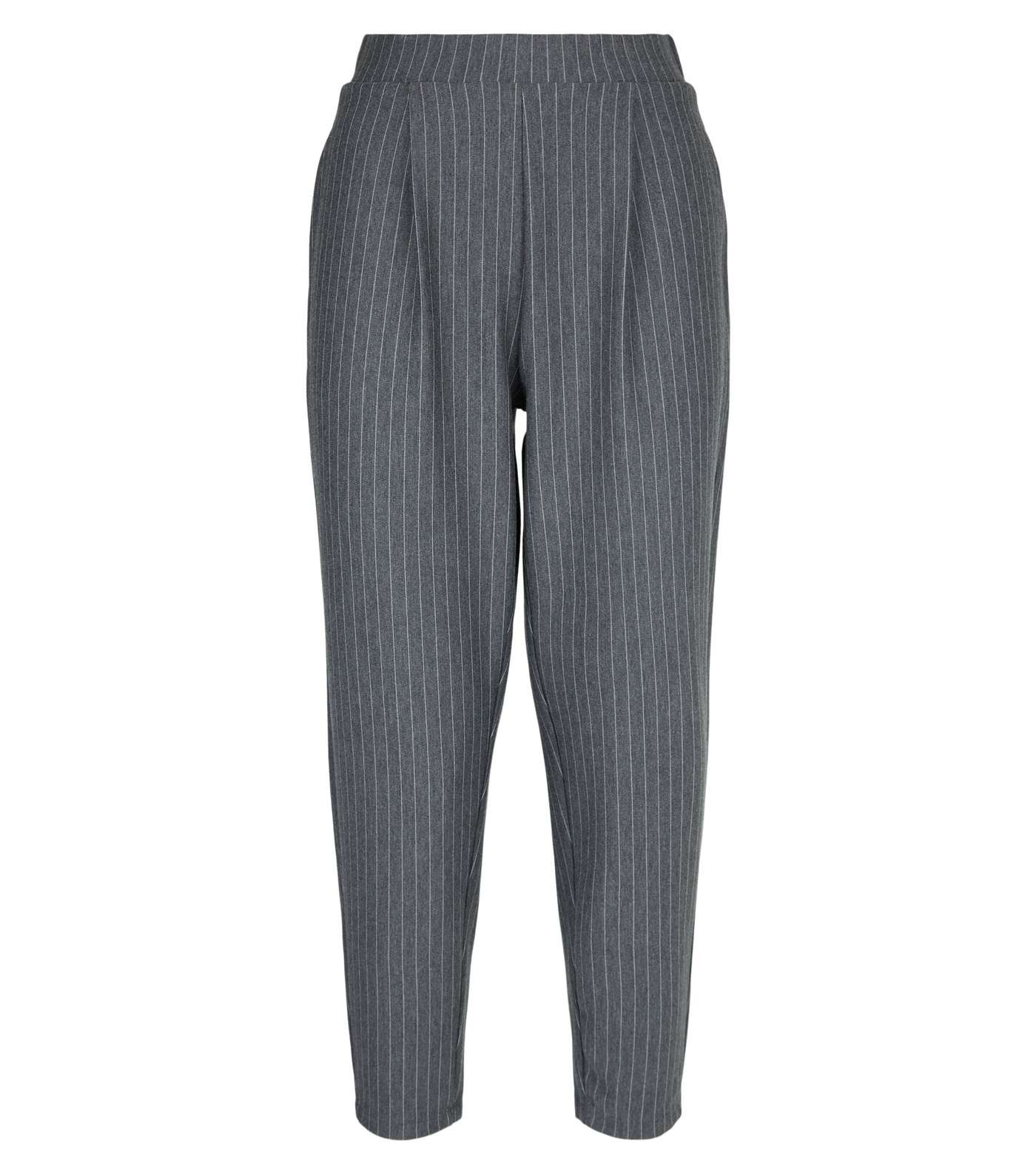 Petite Light Grey Pinstripe Trousers Image 4