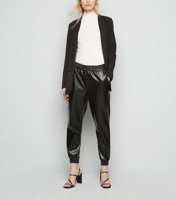 Urban Bliss Black Faux Croc Joggers 