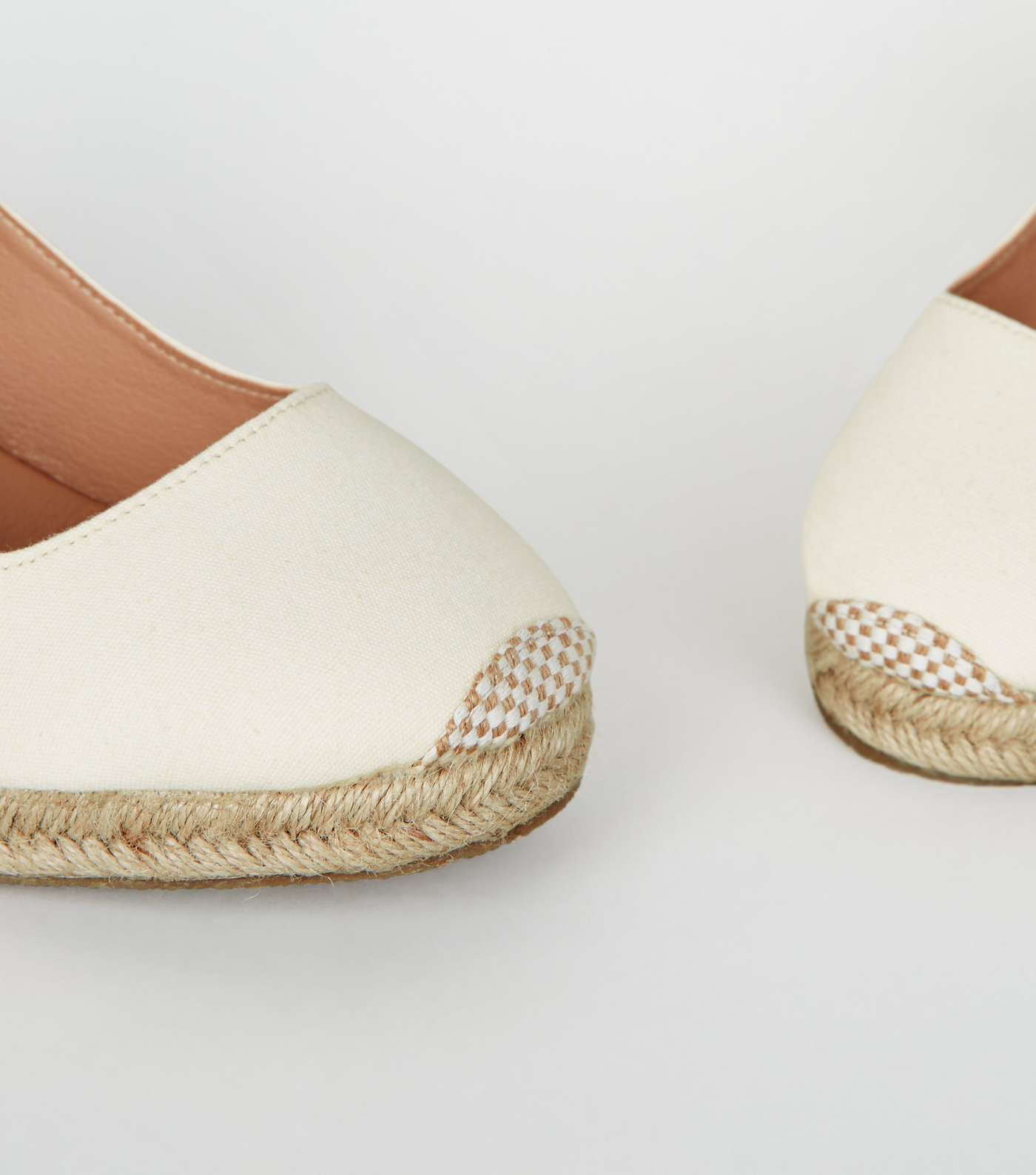 Wide Fit Off White Canvas Espadrille Wedges Image 4