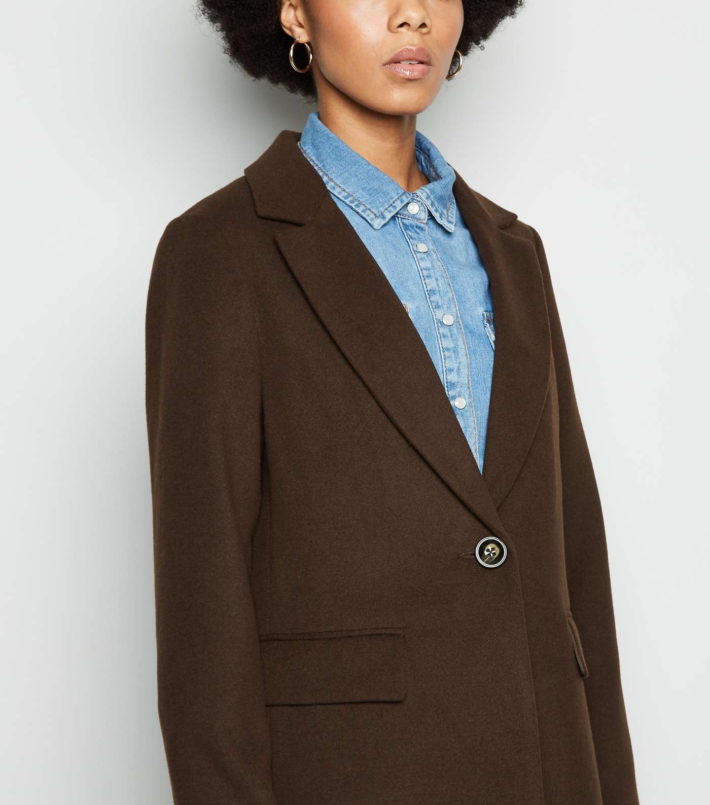 Dark Brown Revere Collar Longline Coat  Image 5