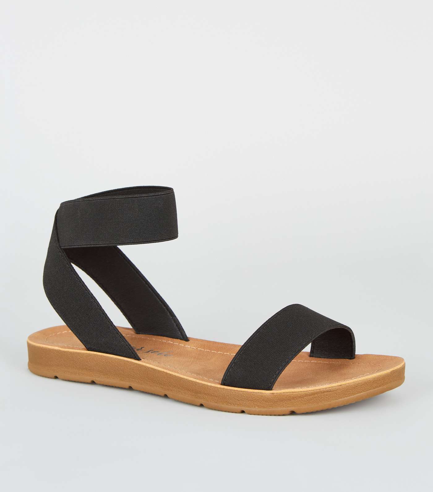 Black Elastic Strap Flexible Sole Sandals