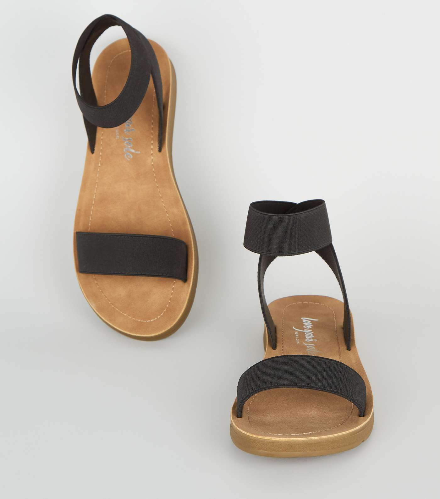 Black Elastic Strap Flexible Sole Sandals Image 3