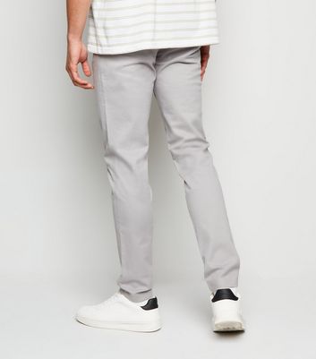 Image of Pale Grey Cotton Blend Skinny Chinos New Look