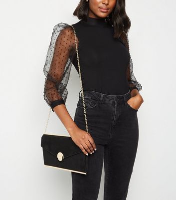 Black suede outlet envelope clutch bag