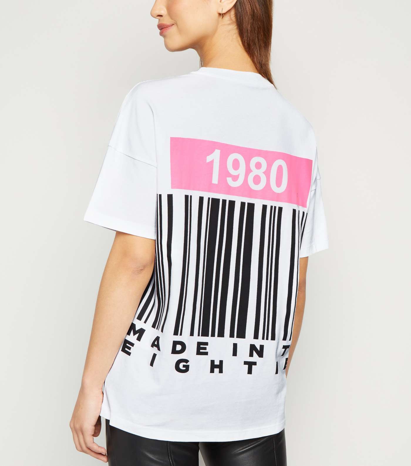 Noisy May White Barcode 1980 Neon Slogan T-Shirt
