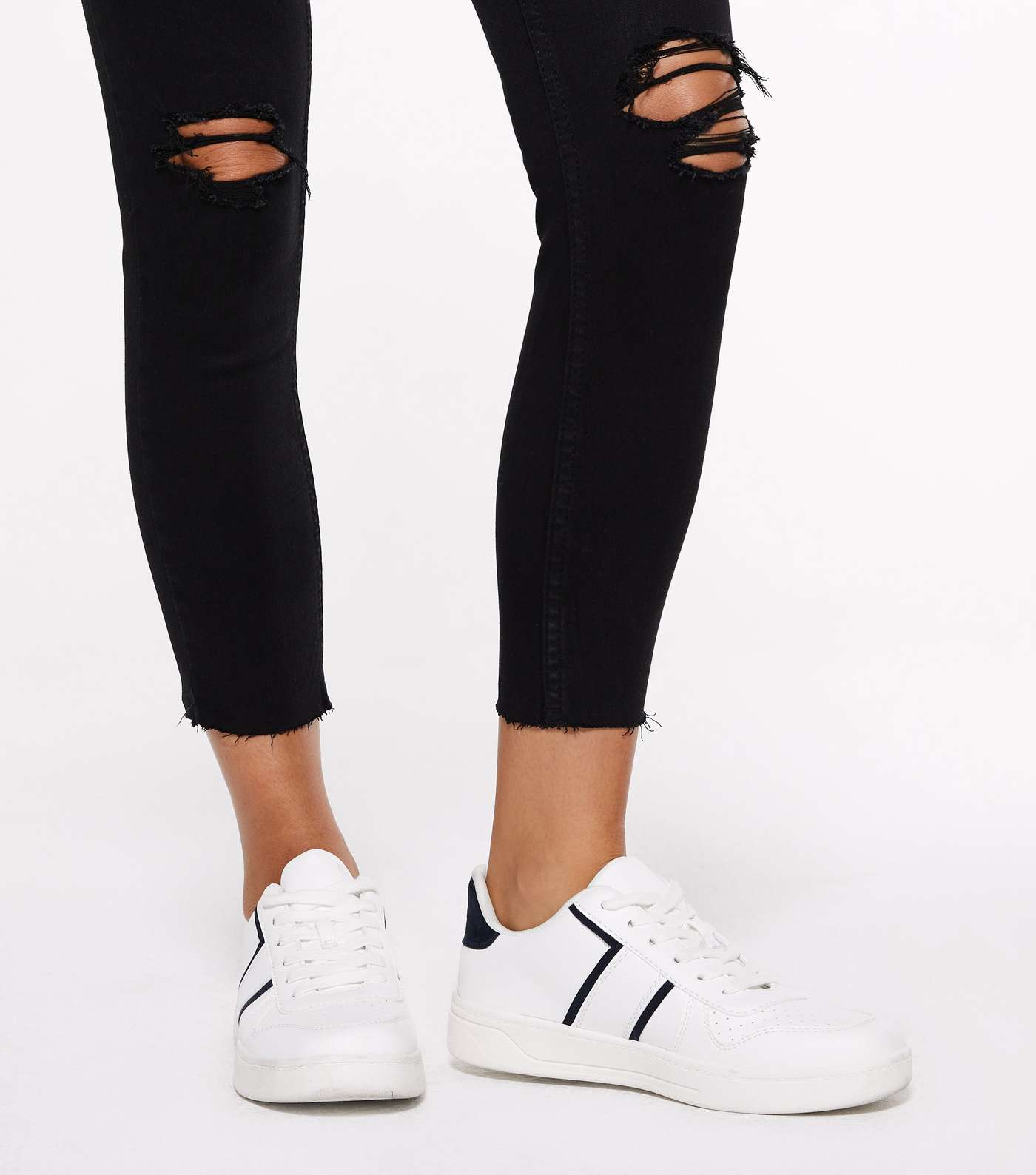 Petite Black 'Lift & Shape' Ripped Jenna Skinny Jeans Image 4