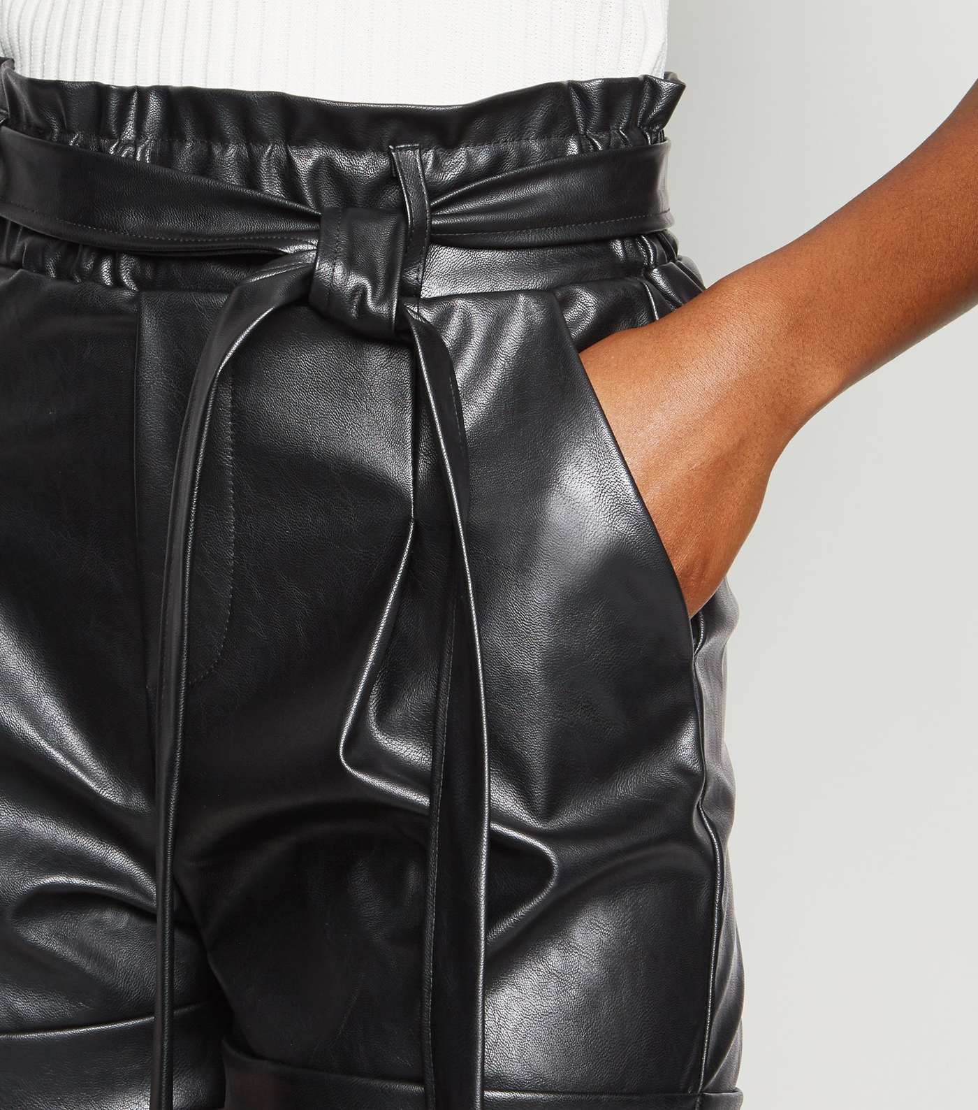 Cameo Rose Black Coated Leather-Look Shorts Image 5