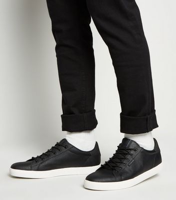 Jones Black Leather-Look Trainers 