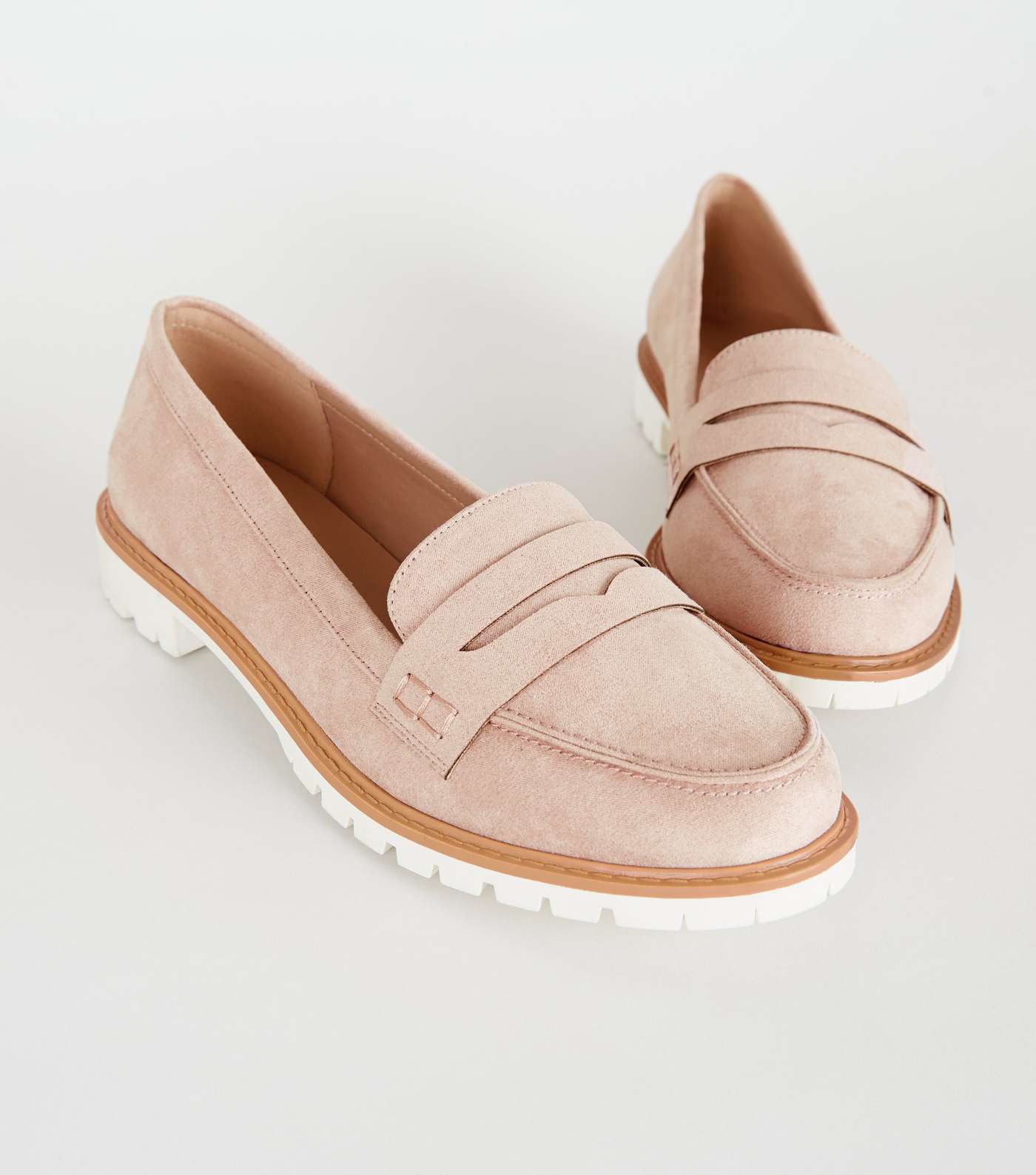 Wide Fit Pink Suedette Chunky Cleated Loafers Image 3