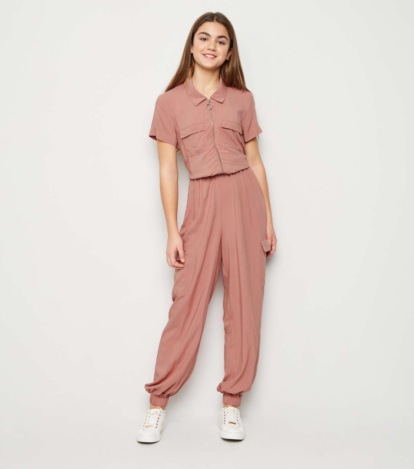 Girls Mid Pink Utility Jumpsuit