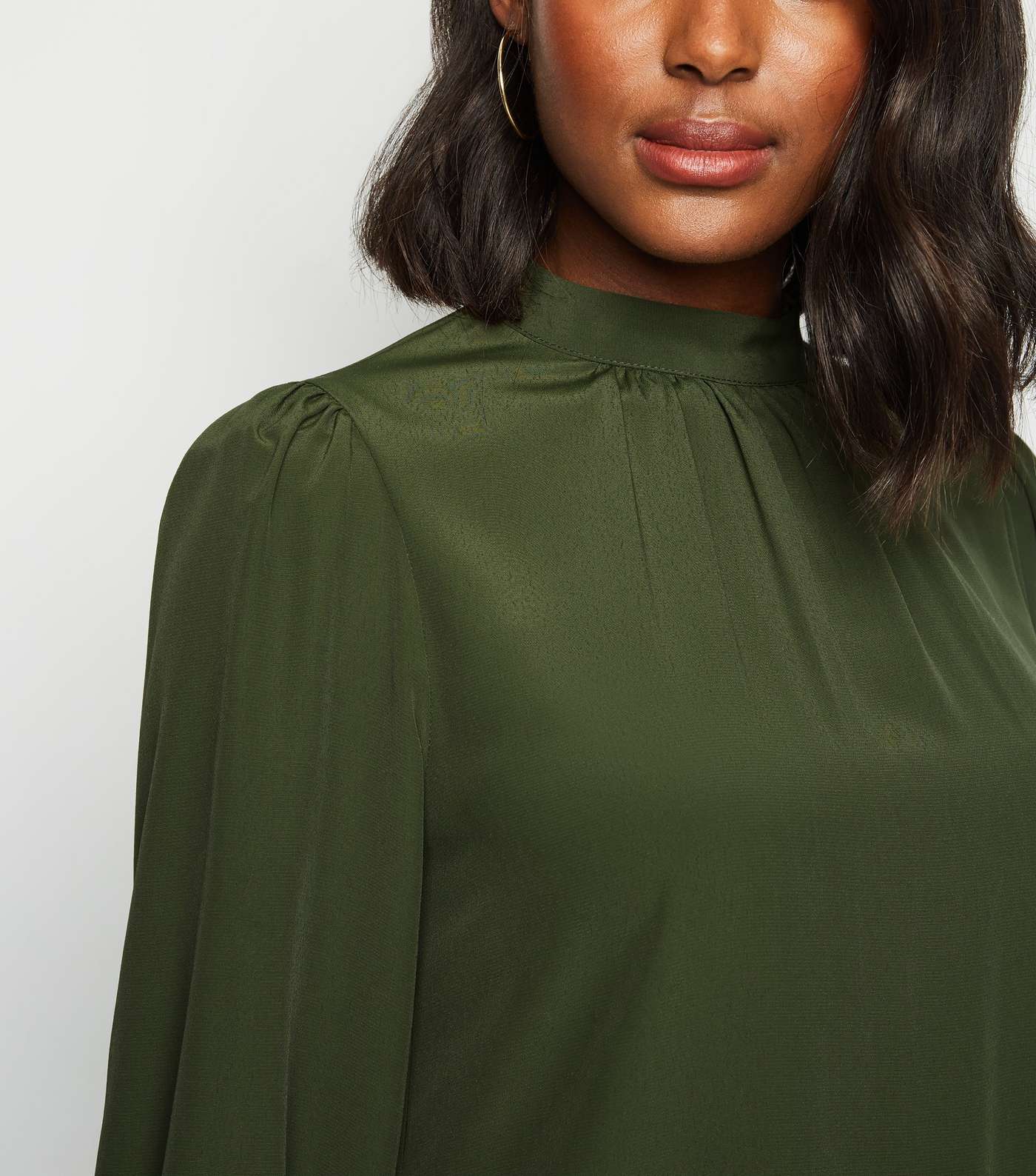 Green High Neck Blouse Image 5