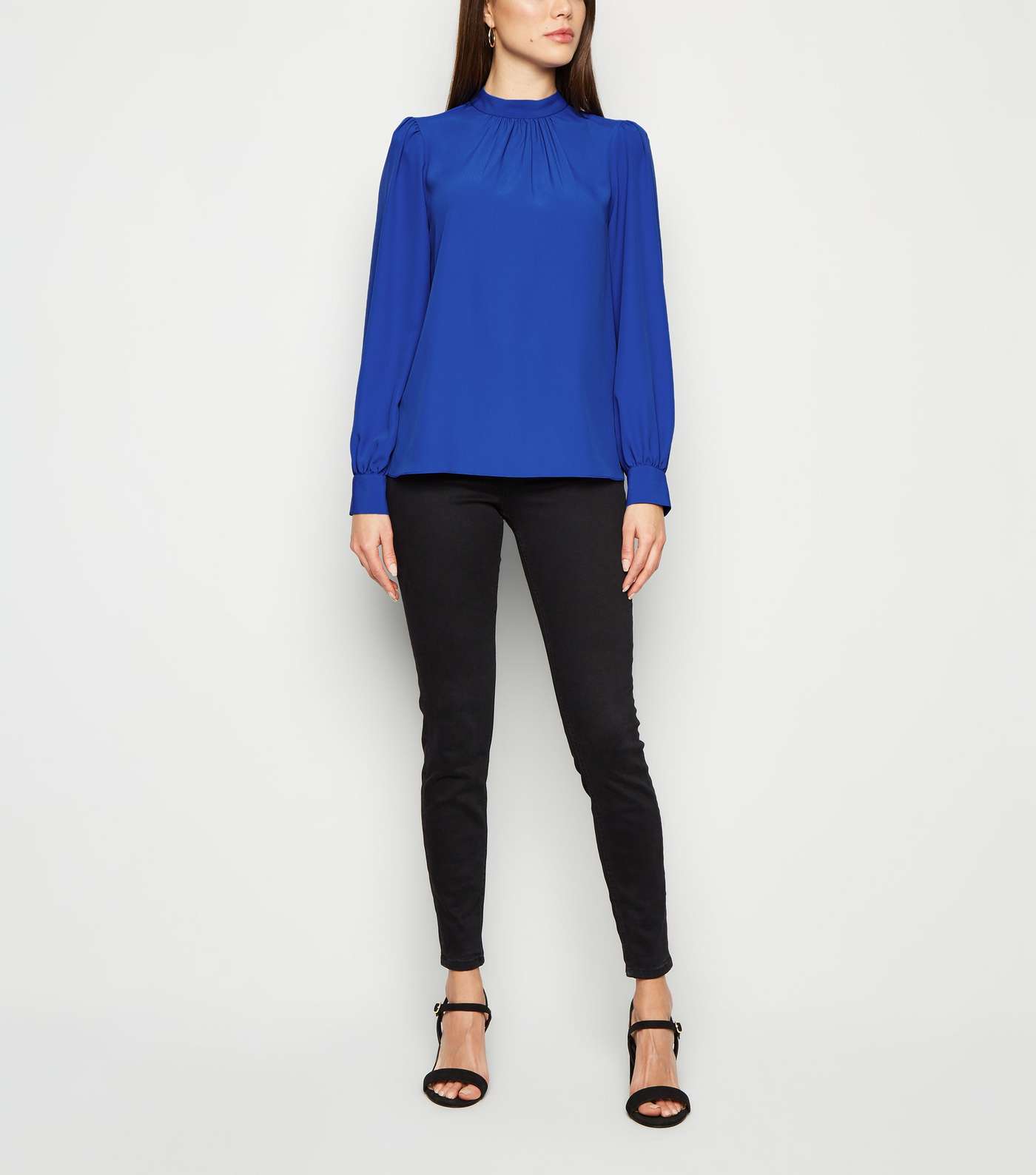 Bright Blue High Neck Blouse Image 2