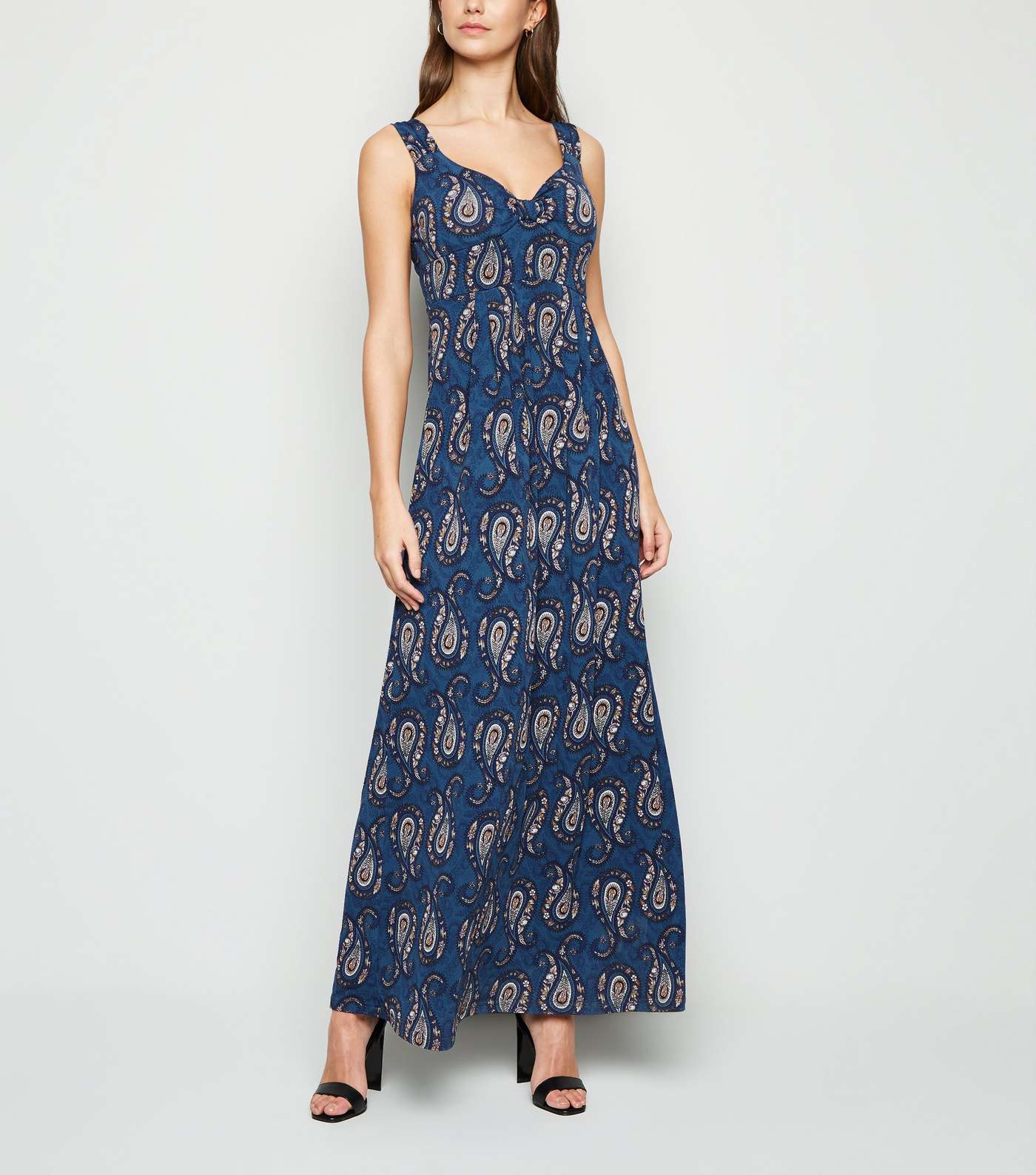Mela Blue Paisley Print Maxi Dress