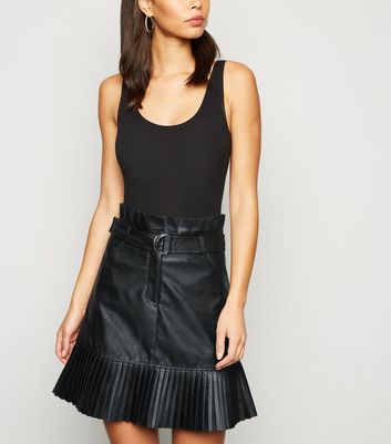 Leather pleated skirt new look best sale