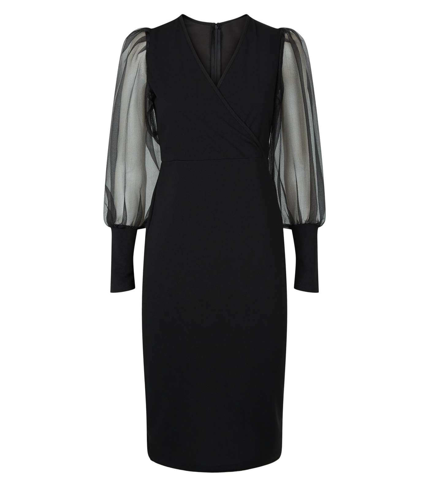 AX Paris Black Organza Puff Sleeve Midi Dress Image 4