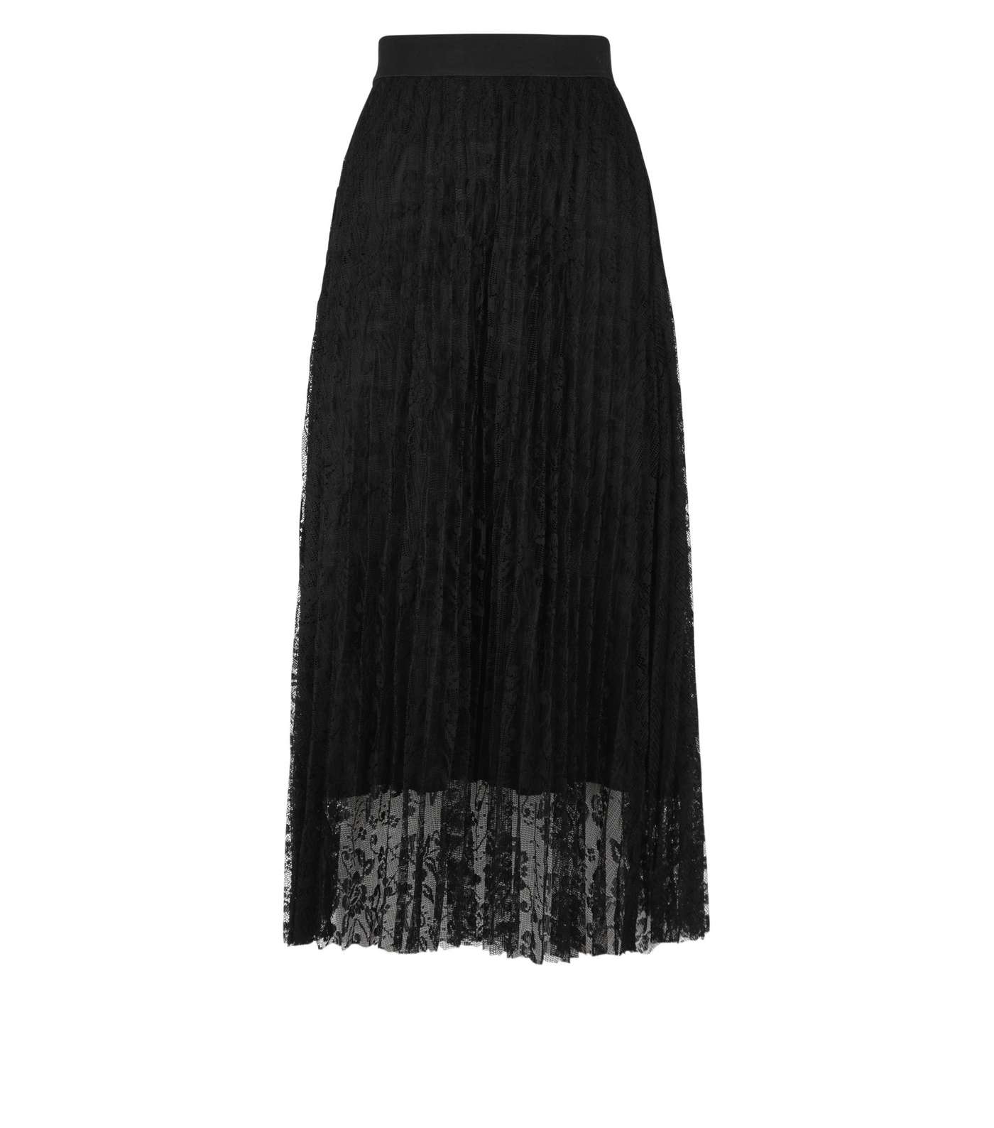Black Lace Pleated Midi Skirt  Image 4