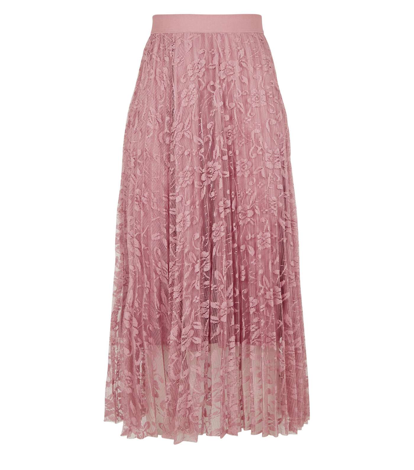 Pale Pink Lace Pleated Midi Skirt Image 4