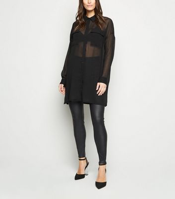 ladies black sheer shirt