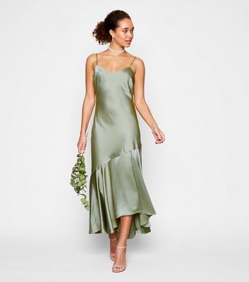 pale green satin dress