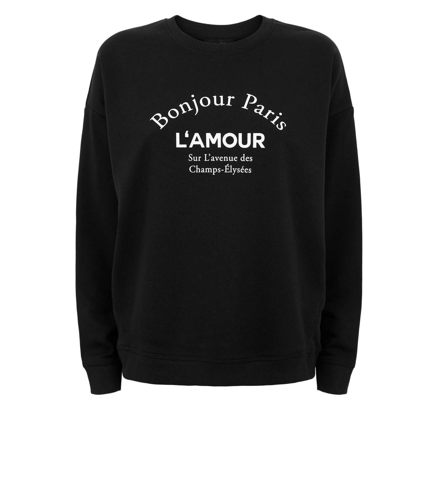 Black Bonjour Paris Slogan Sweatshirt Image 4