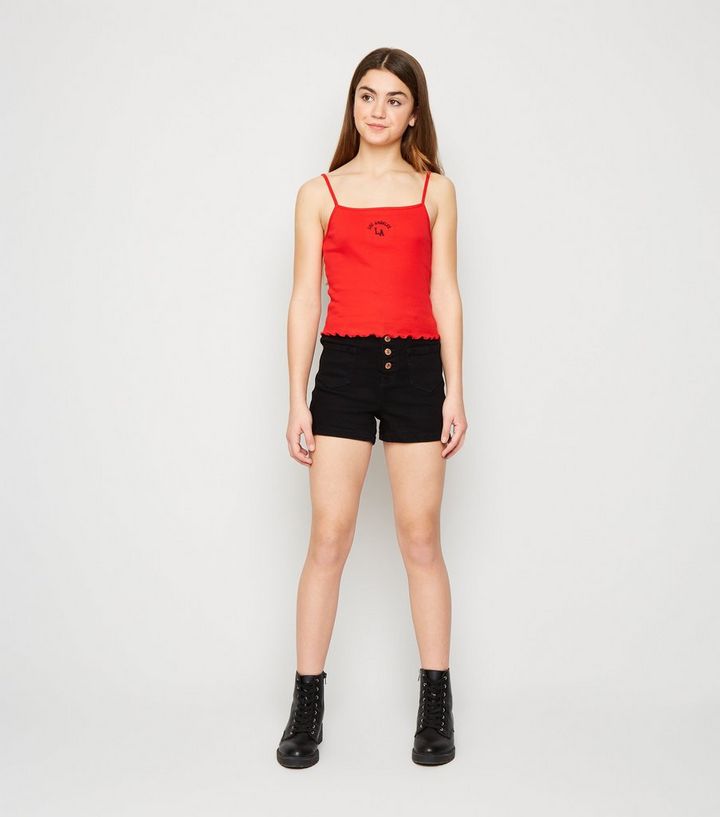 Girls Schwarze Jeansshorts New Look