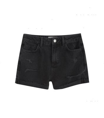 girls black ripped shorts