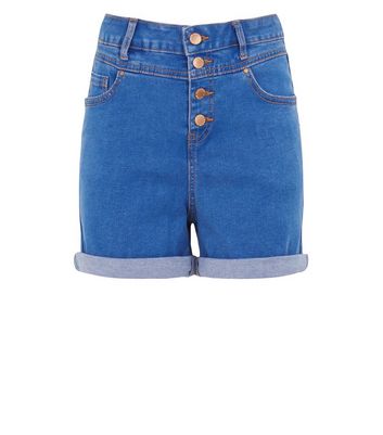 blue high waisted shorts