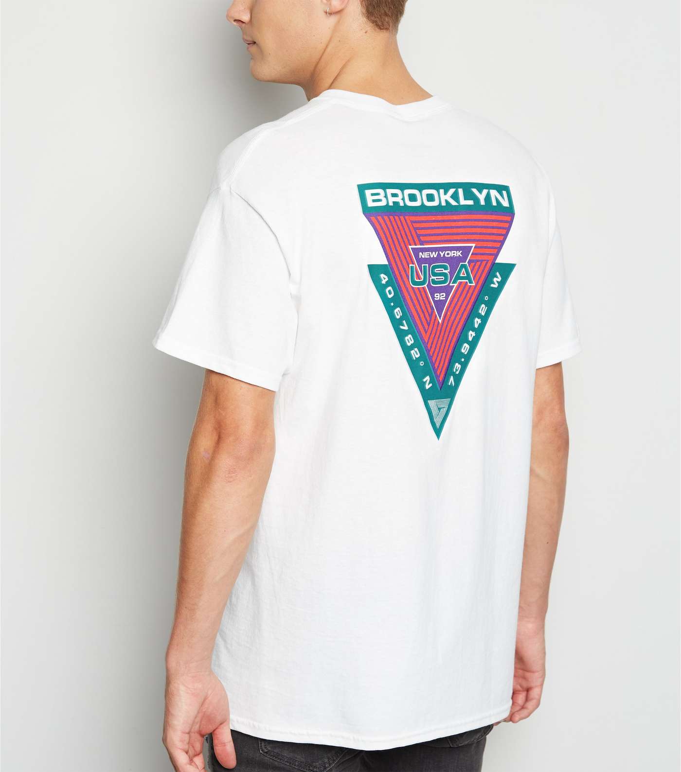 White Oversized Brooklyn Slogan T-Shirt Image 2
