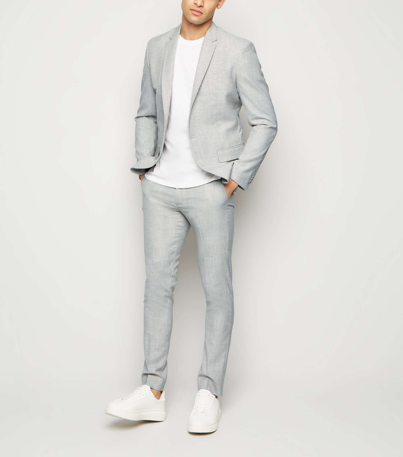 Pale Grey Skinny Suit Trousers Image 2