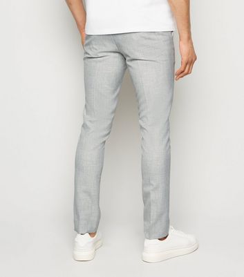 Image of Pale Grey Skinny Suit Trousers New Look