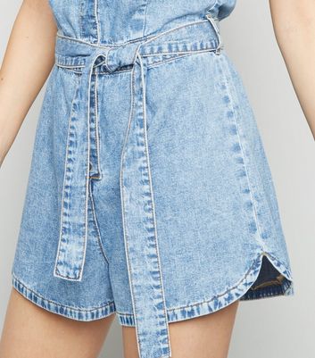 denim belted playsuit