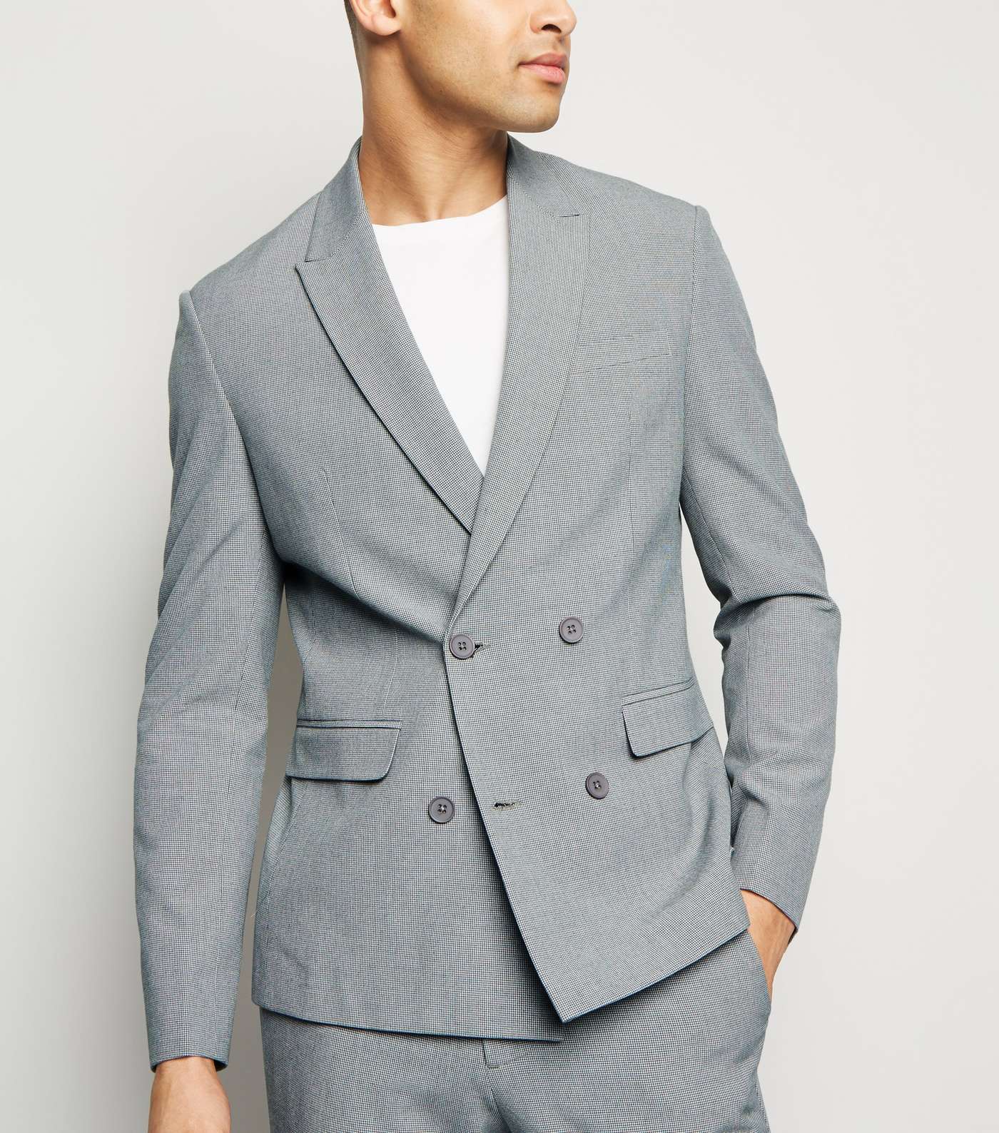 Grey Double Breasted Slim Suit Jacket