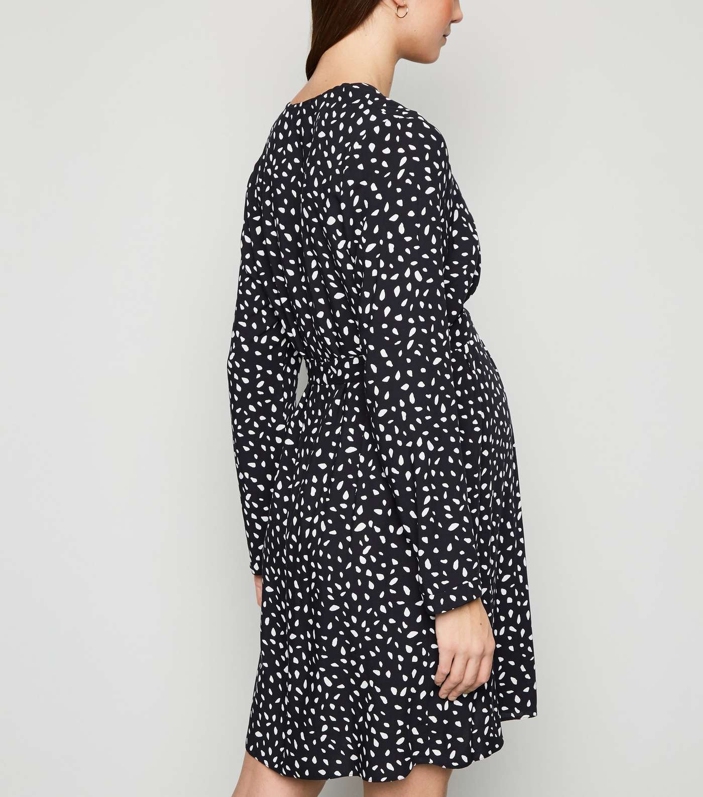 Maternity Black Spot Tie Waist Tunic Dress Image 3