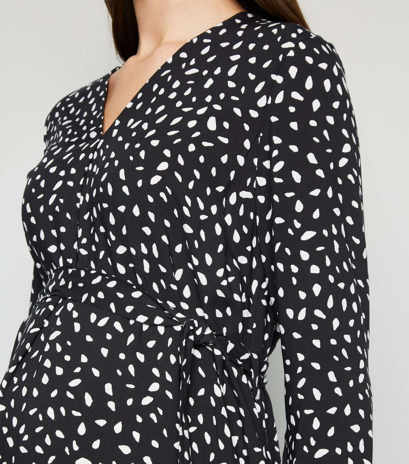 Maternity Black Spot Tie Waist Tunic Dress Image 5