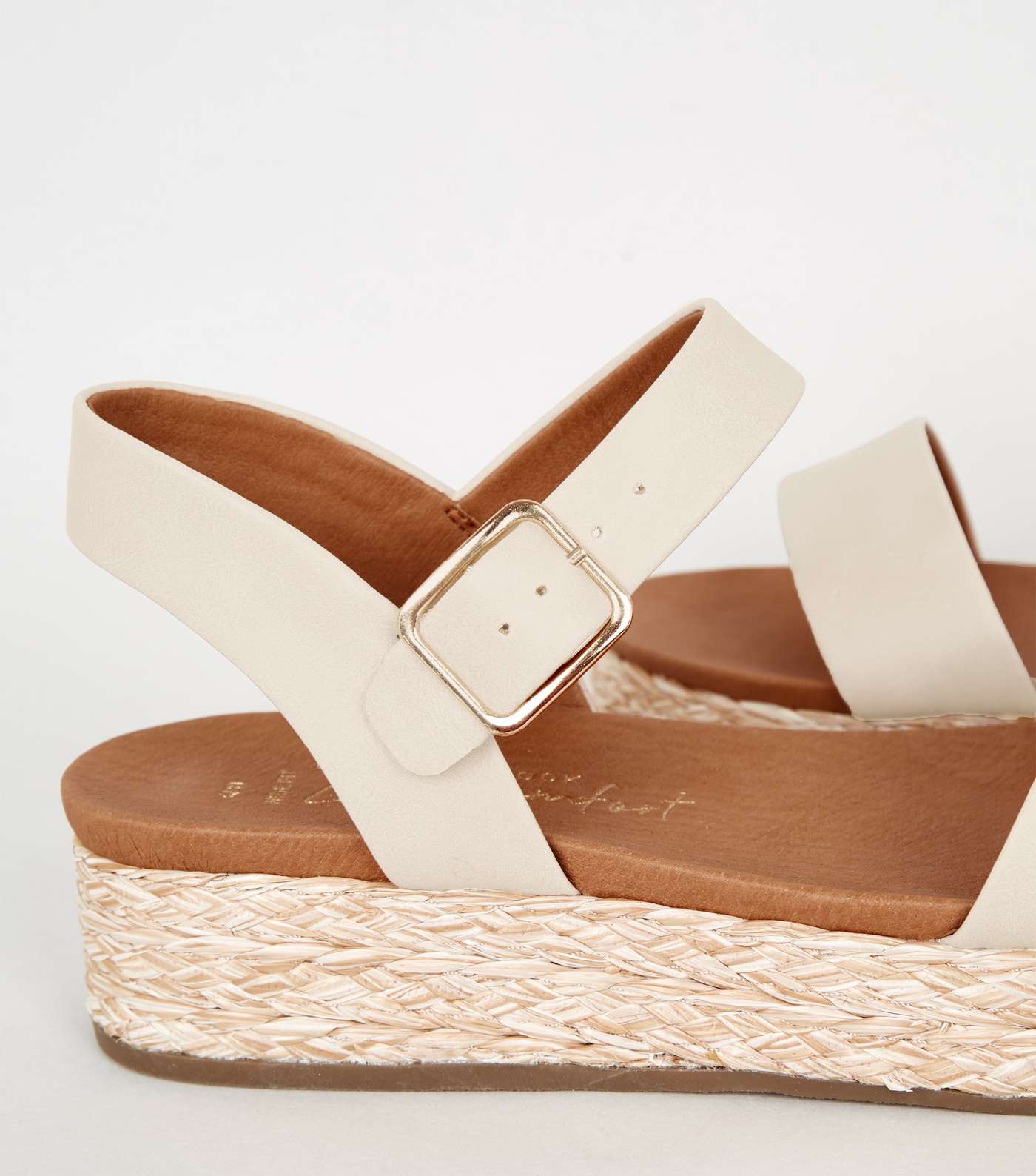 Wide Fit Cream Espadrille Footbed Flatform Sandals Image 4