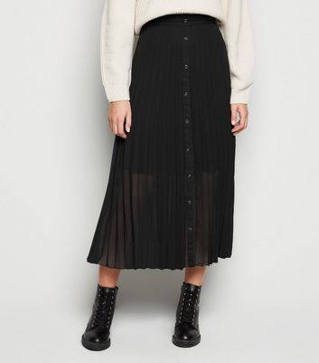 Black pleated maxi skirt new look sale