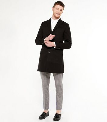 Image of Grey Check Tapered Trousers New Look